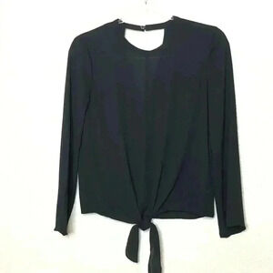 Madewell Black Sheer Top Blouse Front Tie Knot XS